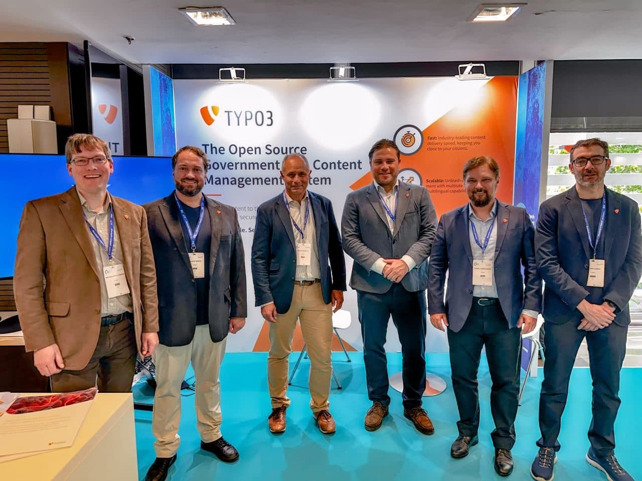 Members of the TYPO3 Community Expansion Committee, including Arxia, at their booth at the Govtech 4 Impact World Congress in Madrid.