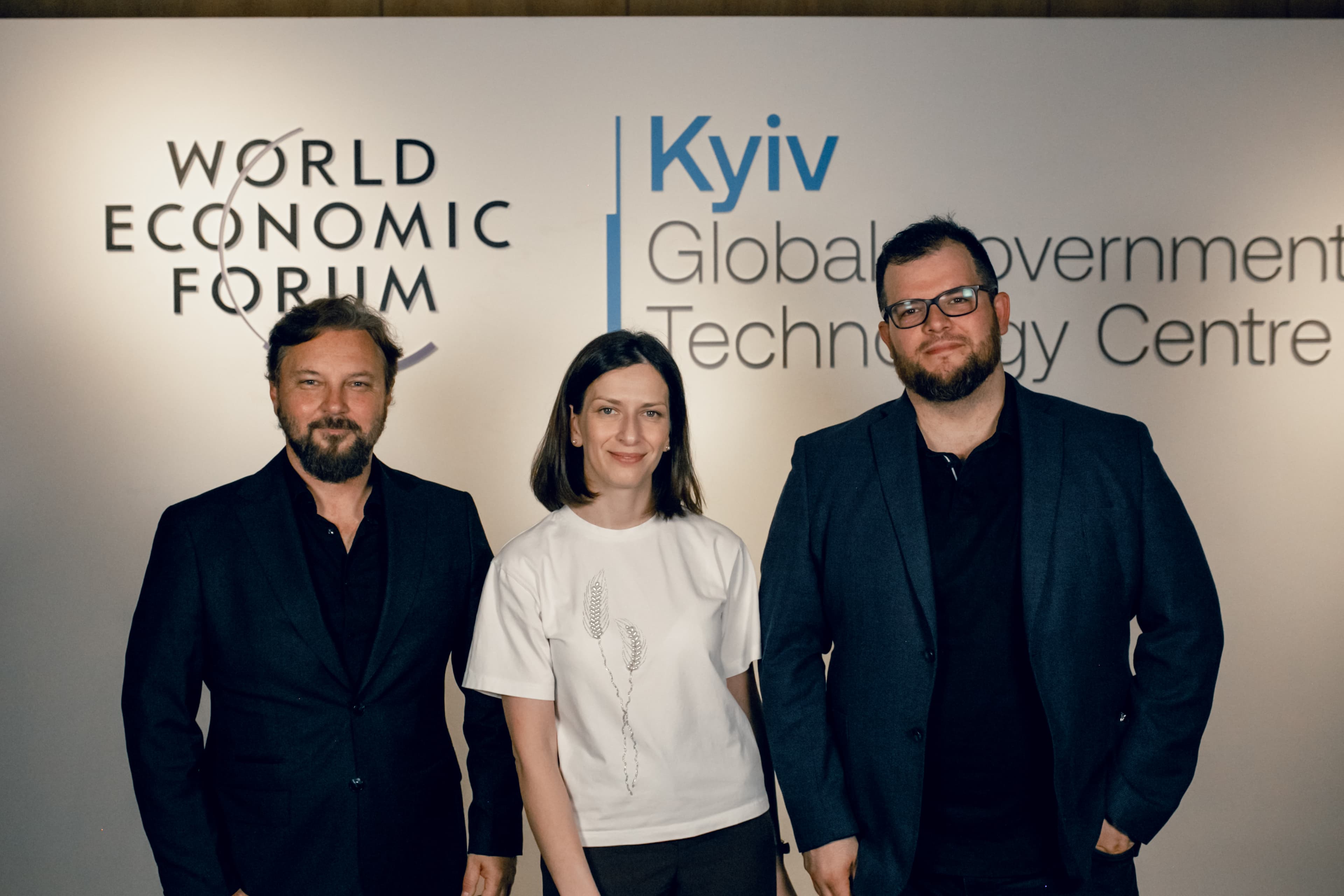 Daniel Homorodean y Carlos Parker, de Arxia, en el Global Government Technology Centre del Foro Económico Mundial en Kiev.