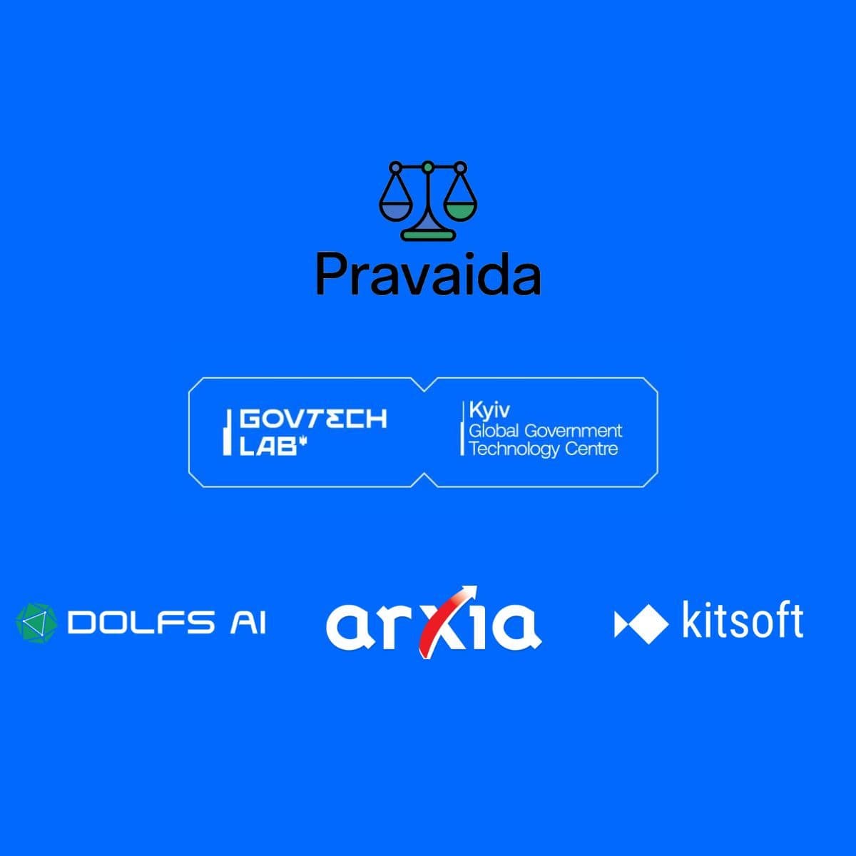 Pravaida — GovTech Lab, Global Government Technology Centre Kyiv, Dolfs AI, Arxia, Kitsoft