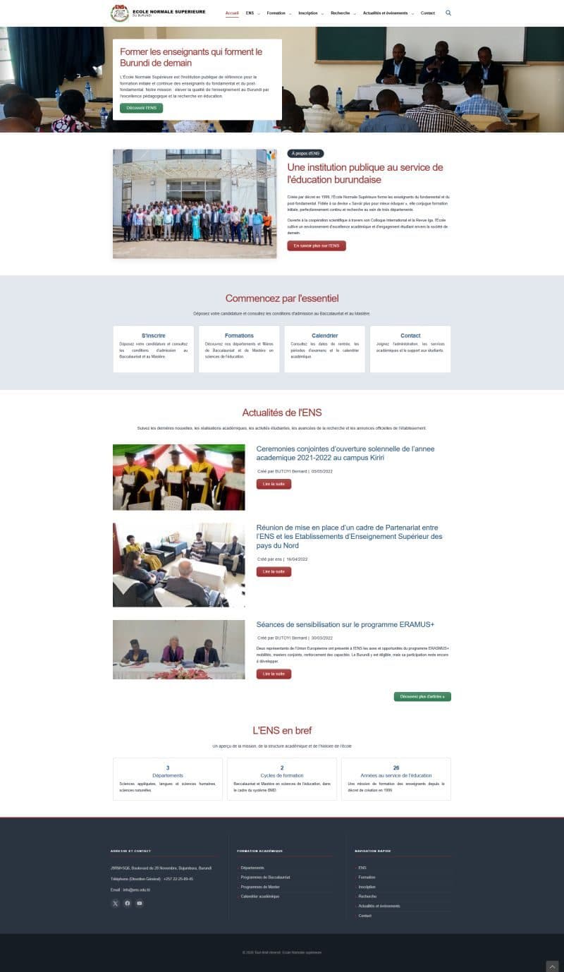 Pages du système de design universitaire commun